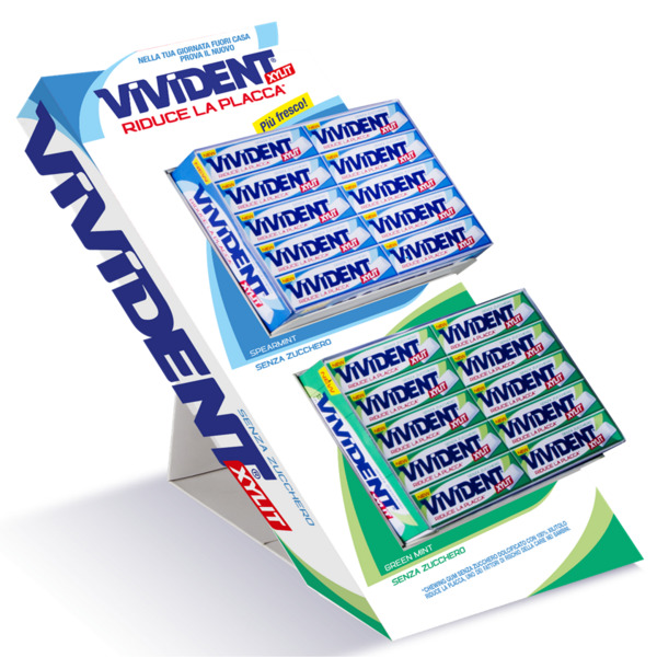 ESPOSITORE VIVIDENT XYLIT 1 BOX SPEARMINT PZ. 40 + 1 BOX GREENMINT PZ. 40
